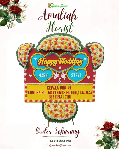 Karangan Papan Bunga Pernikahan di Lewirato